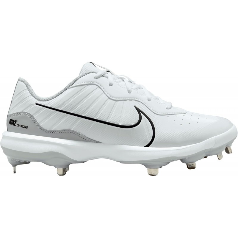 Chaussures de baseball Nike Alpha Huarache Varsity 4 Low DJ6516-100 pour homme, blanc, gris loup, noir