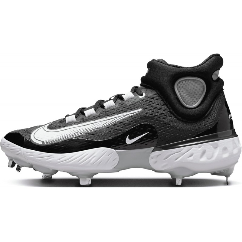 Chaussures de baseball Nike Alpha Huarache Elite 4 Mid pour homme (noir/gris fumé foncé/gris fumé clair/blanc)