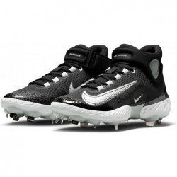 Chaussures de baseball Nike Alpha Huarache Elite 4 Mid pour homme (noir/gris fumé foncé/gris fumé clair/blanc)