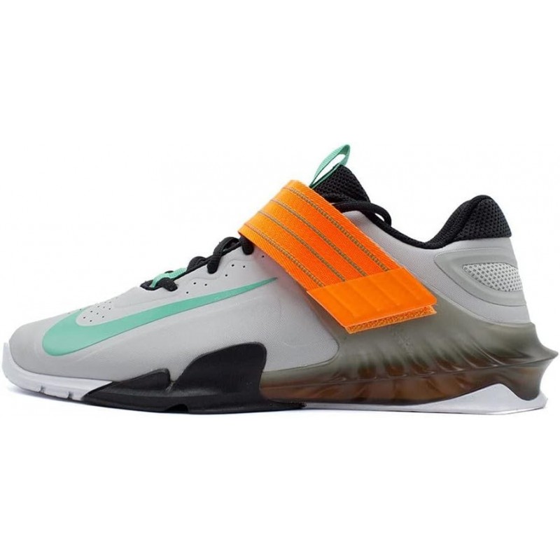 Chaussures d'haltérophilie Nike Savaleos (CV5708-083, Gris brouillard/Gris fumée foncé/Orange total)